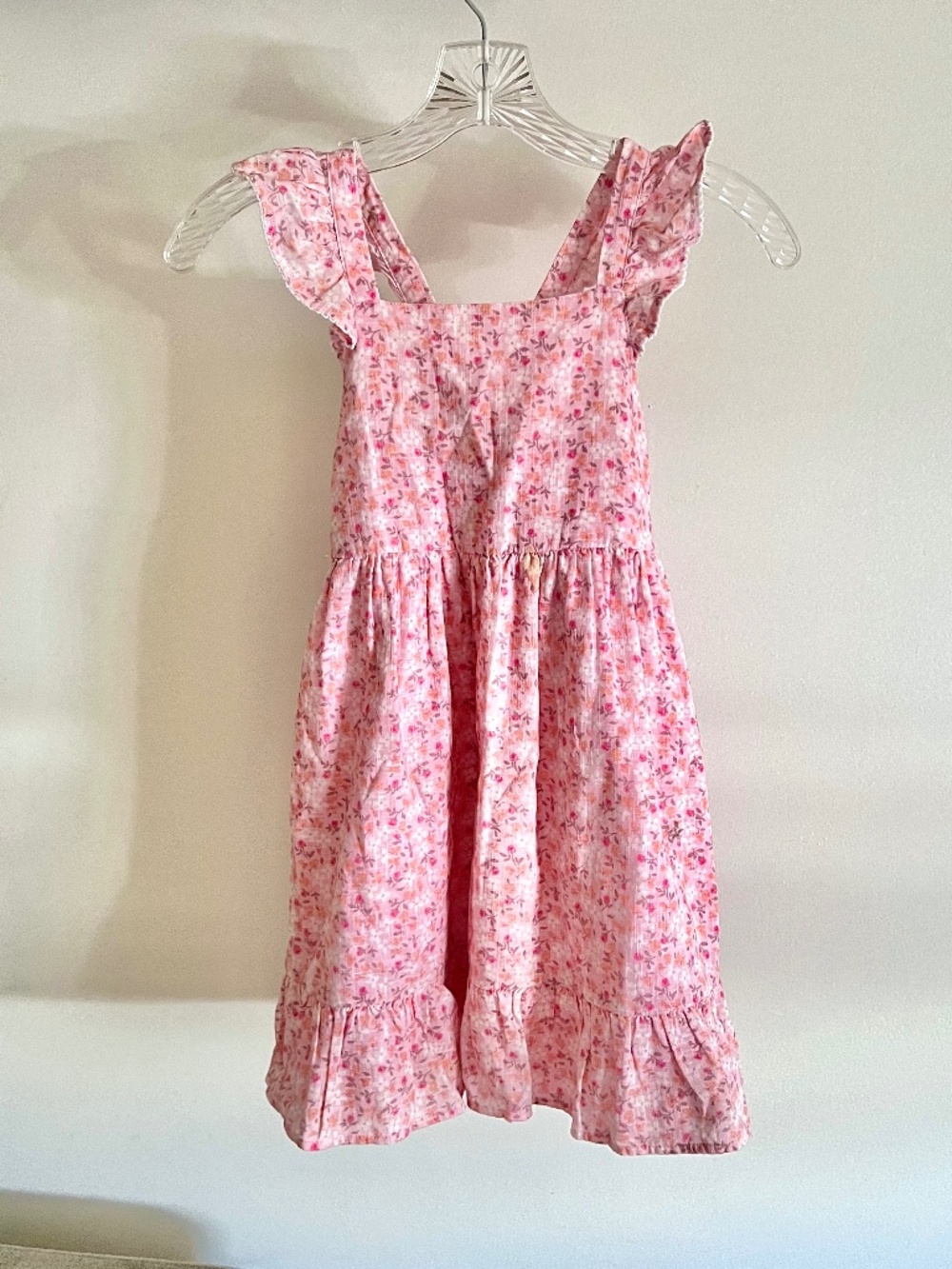 🪞 Zara kids ruffle sleeve pink floral layered dress size 8 kids